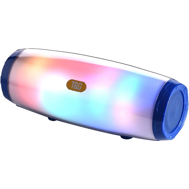 Portable Bluetooth-compatible V5.0 Stereo Sound Speaker Wireless Deep Bass Loudspeaker with Colorful LED Light - Dark Blue