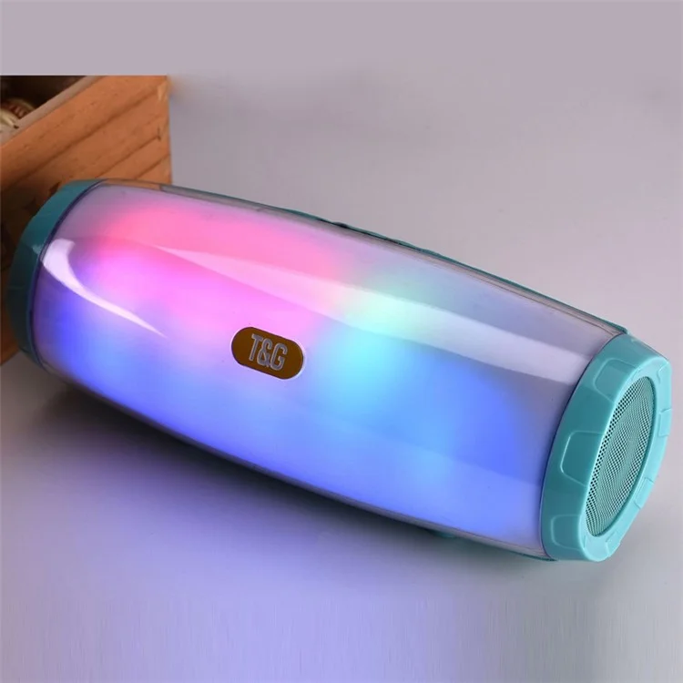 Portable Bluetooth-compatible V5.0 Stereo Sound Speaker Wireless Deep Bass Loudspeaker with Colorful LED Light - Baby Blue