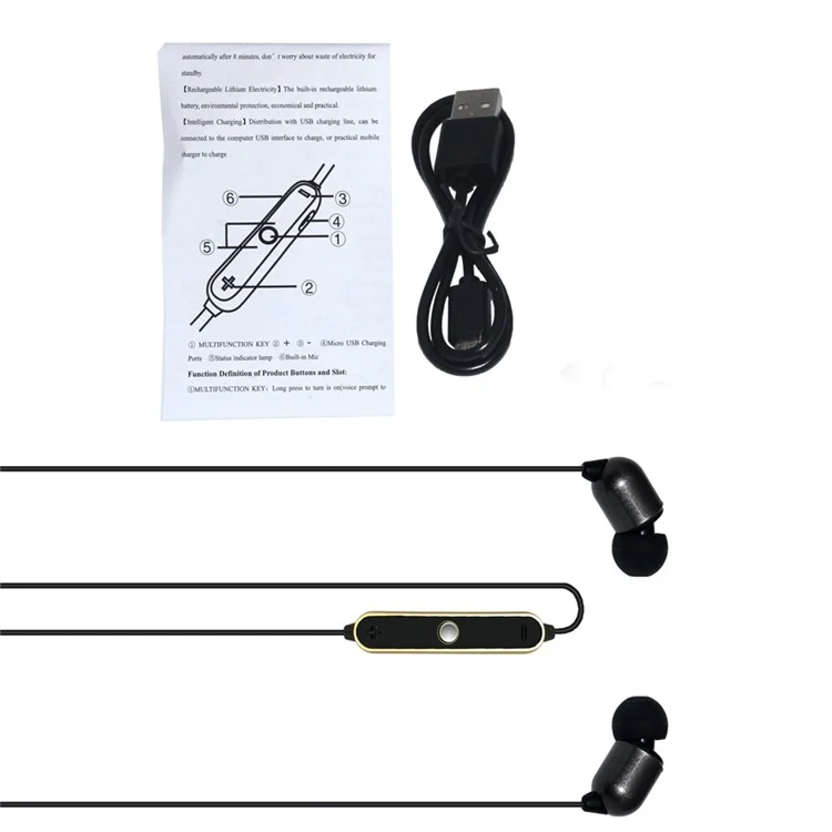 STN-820A In-ear Stereo Wireless Bluetooth Earphone Headset with Mic for iPhone Samsung