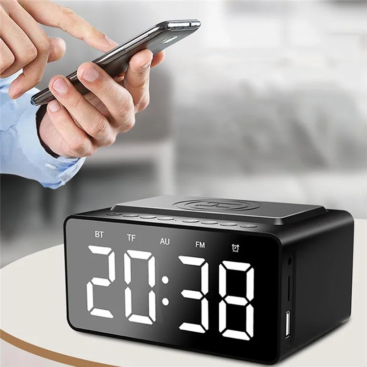 BT508 3 in 1 Wireless Charging LED Alarm Clock Power Bluetooth-compatible Speaker