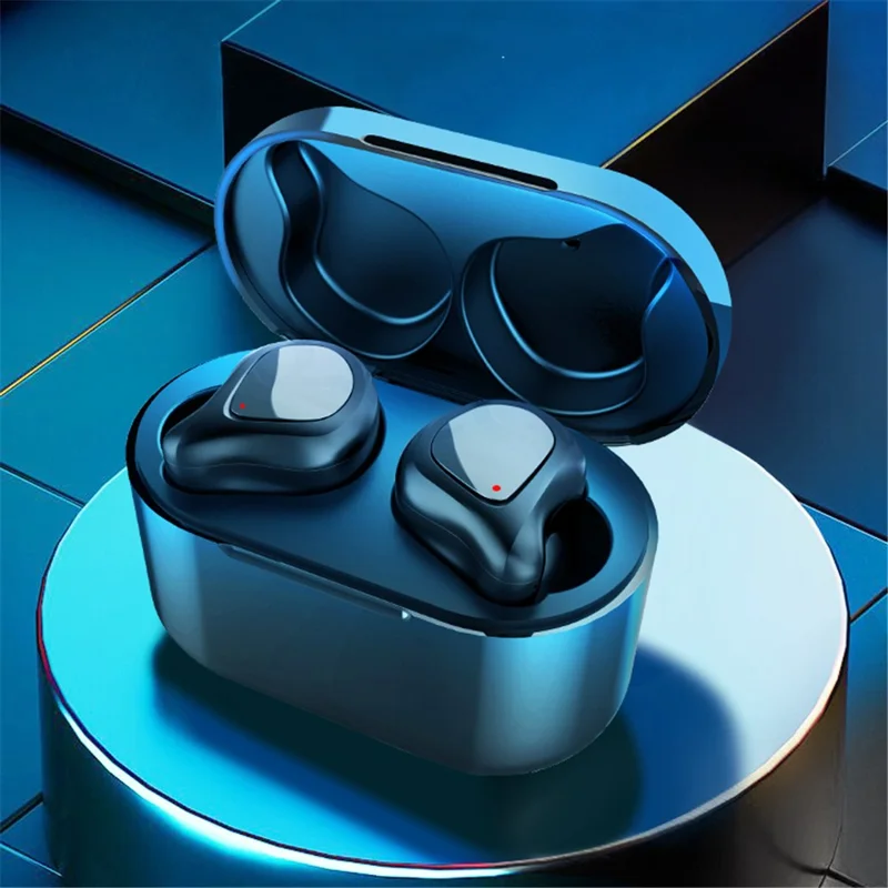 TWS Wireless Bluetooth-compatible 5.0 Earphone Headset Waterproof Sports Headphone with Charging Bin - Black