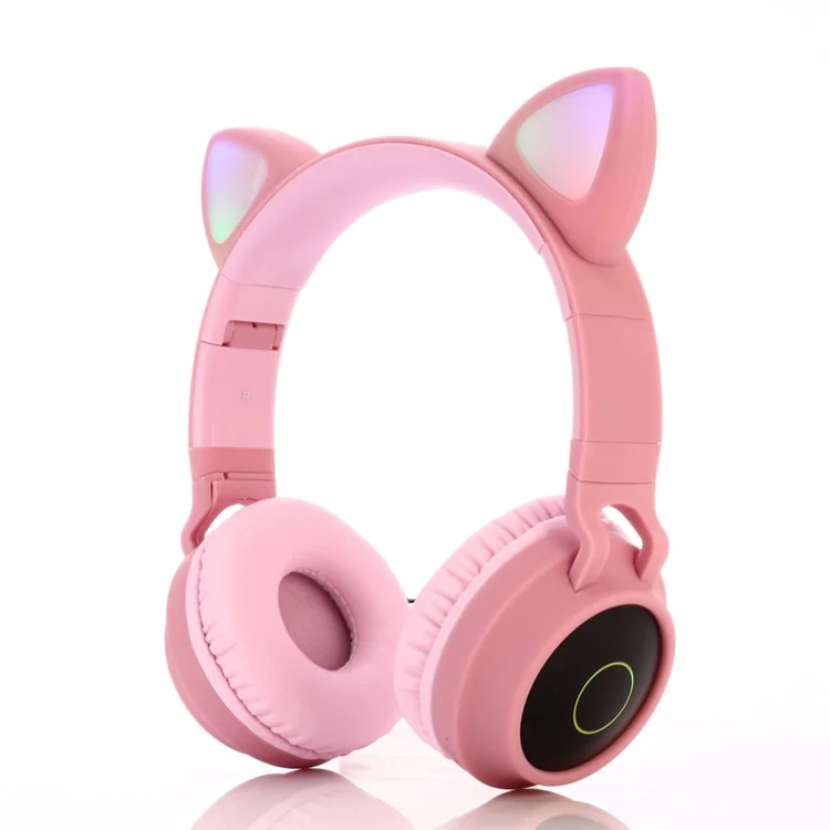 Niedliche Katzenohren-Kopfhörer für Kinder und Frauen, Bluetooth 5.0, faltbar, Over-Ear, Stereo, kabellos - Pink