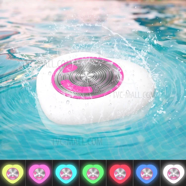 Portable Floating IPX7 Waterproof Bluetooth-compatible with LED Lamp Swimming Pool Speaker (TWS Support) - Pink