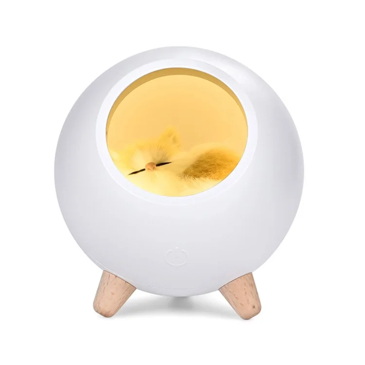 Enceinte Bluetooth Mignon Chat Endormi Style Lampe d'Ambiance USB Rechargeable Veilleuse - Blanc