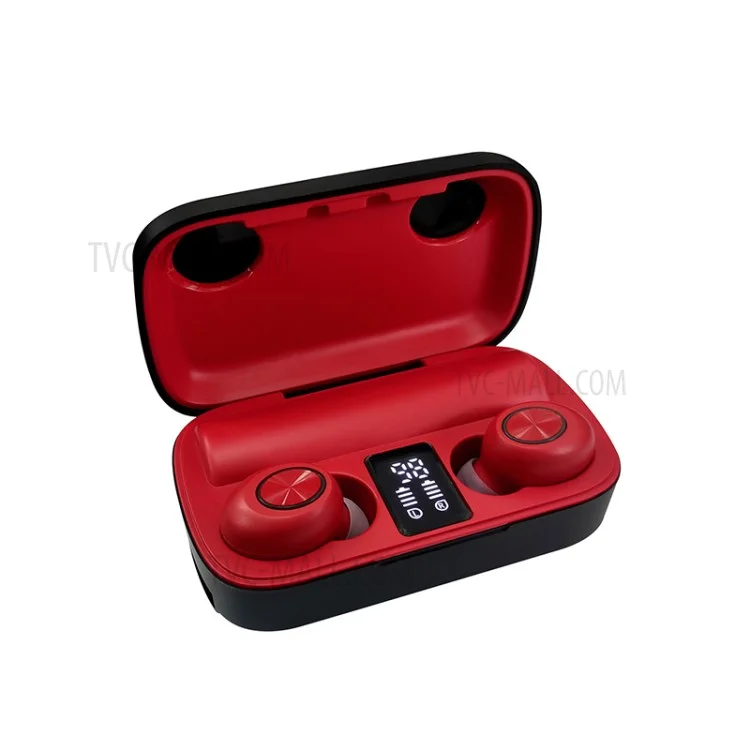 TWS Bluetooth 5.0 Estéreo In-ear Power Digital Display Auriculares inalámbricos Auriculares Bluetooth - Rojo