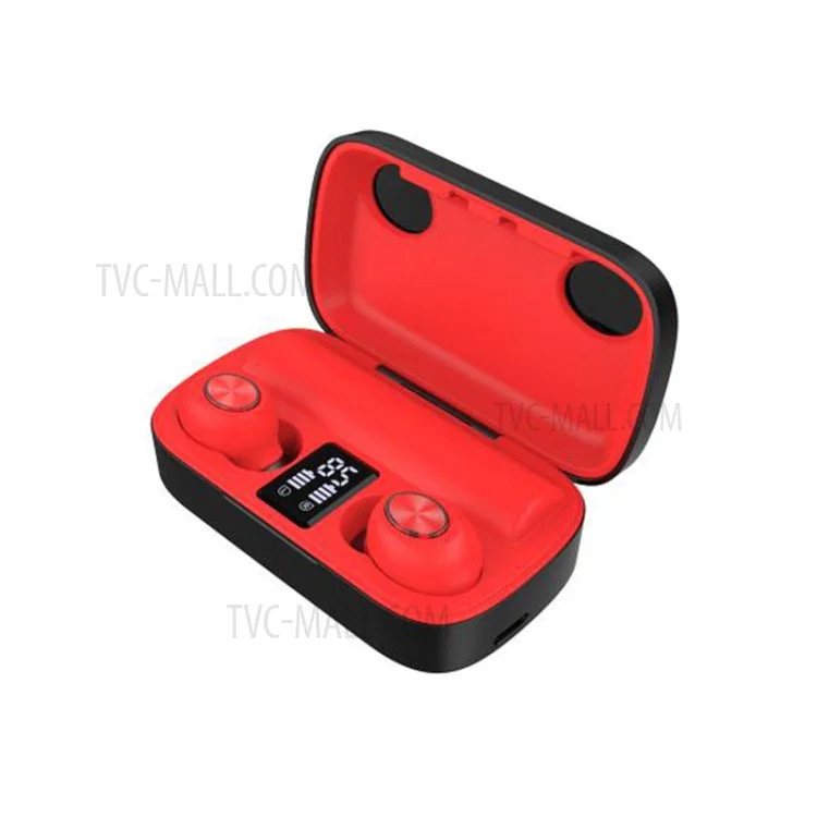 TWS Bluetooth 5.0 Estéreo In-ear Power Digital Display Auriculares inalámbricos Auriculares Bluetooth - Rojo