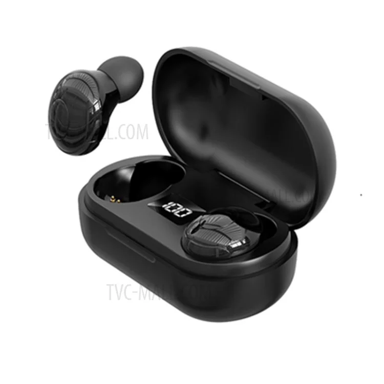 TWS Bluetooth 5.0 Fones de Ouvido Sem Fio Estéreo à Prova d'água Fones de Ouvido In-ear com Visor Digital - Preto
