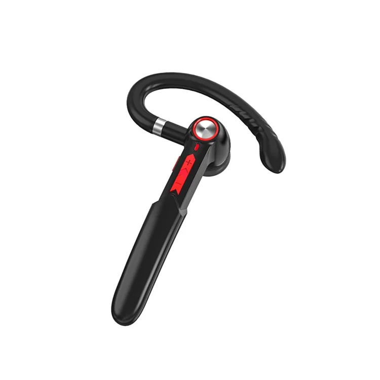 ME-100 Single Ear Hook Bluetooth-compatible Earphone Wireless Stereo HD Mic Headphones for iPhone Samsung Huawei - Black+Red