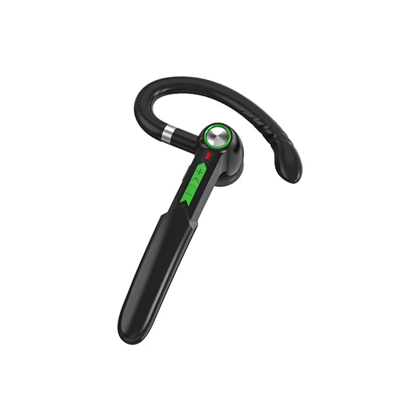 ME-100 Single Ear Hook Bluetooth-compatible Earphone Wireless Stereo HD Mic Headphones for iPhone Samsung Huawei - Black+Green