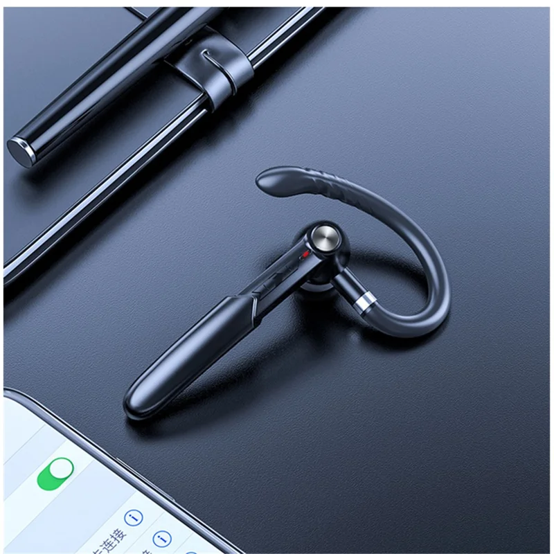 ME-100 Single Ear Hook Bluetooth-compatible Earphone Wireless Stereo HD Mic Headphones for iPhone Samsung Huawei - Black
