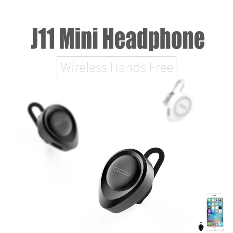 QCY J11 Mini Wireless Bluetooth 4.1 In-ear Earphone with English Voice Prompt - Black