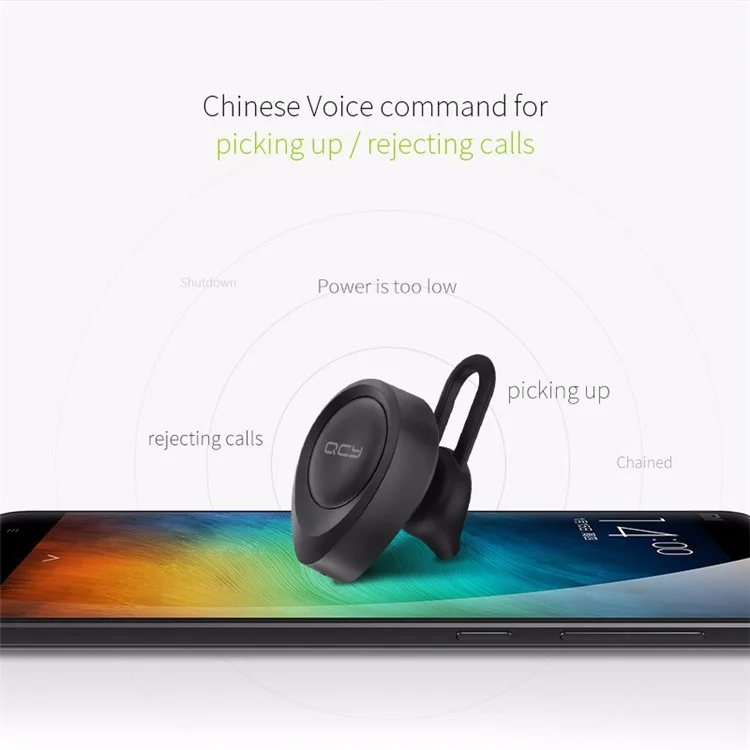 QCY J11 Mini Wireless Bluetooth 4.1 In-ear Earphone with English Voice Prompt - Black