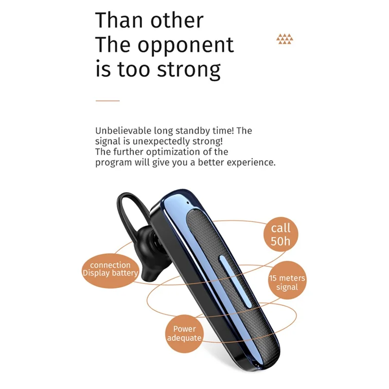 E1 Business Style Bluetooth-compatible 5.0 Earbuds Ear-hook Wireless Stereo Earphones - Black/Red