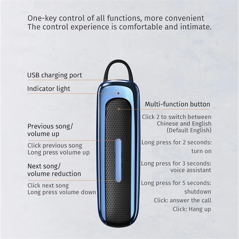 E1 Business Style Bluetooth-compatible 5.0 Earbuds Ear-hook Wireless Stereo Earphones - Black/Red