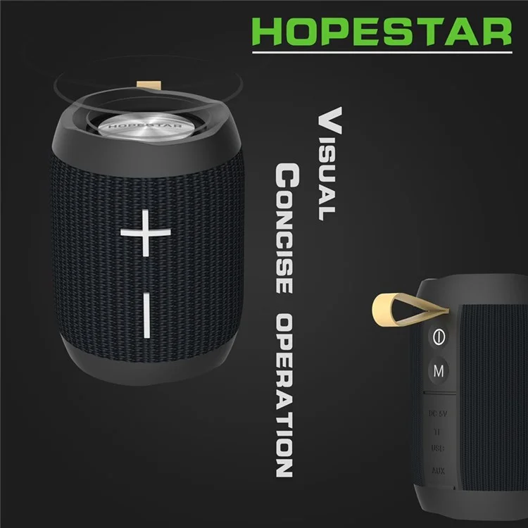 HOPESTAR P13 Portable Wireless Outdoor Bluetooth-compatible Waterproof Speaker Stereo Subwoofer - Black