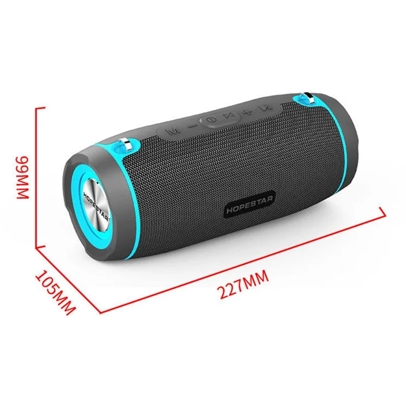 HOPESTAR H45 Party Portable Bluetooth-compatible Speaker Waterproof LED Light Subwoofer Support TF FM USB Drive - Dark Grey