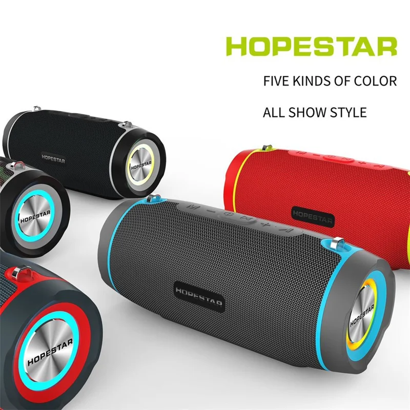 HOPESTAR H45 Party Portable Bluetooth-compatible Speaker Waterproof LED Light Subwoofer Support TF FM USB Drive - Dark Grey