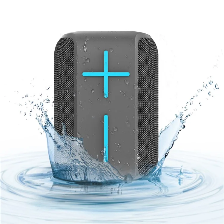 HOPESTAR P16 Portable Outdoor Rechargeable Waterproof Bluetooth-compatible Speaker FM Radio Wireless Music Subwoofer - Grey