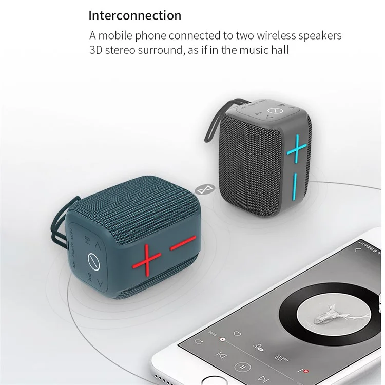 HOPESTAR P16 Portable Outdoor Rechargeable Waterproof Bluetooth-compatible Speaker FM Radio Wireless Music Subwoofer - Grey