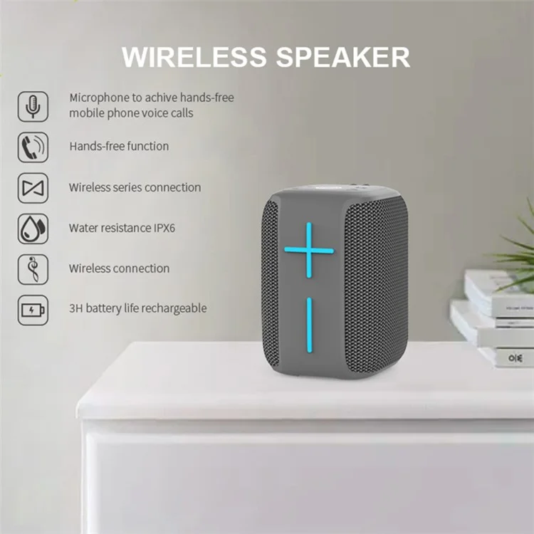HOPESTAR P16 Portable Outdoor Rechargeable Waterproof Bluetooth-compatible Speaker FM Radio Wireless Music Subwoofer - Grey