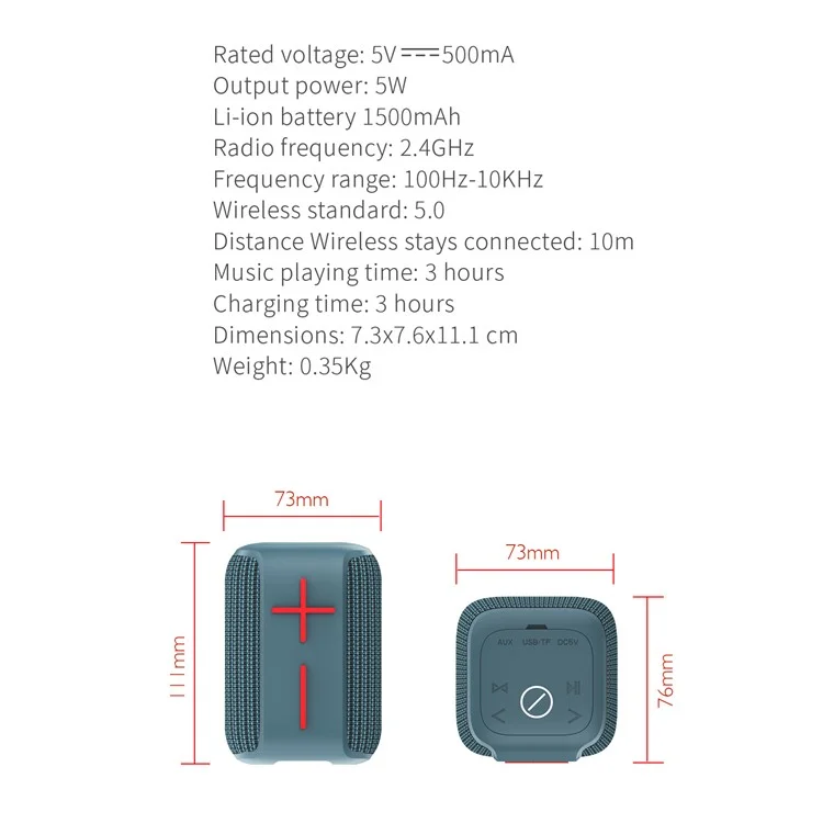 HOPESTAR P16 Portable Outdoor Rechargeable Waterproof Bluetooth-compatible Speaker FM Radio Wireless Music Subwoofer - Grey