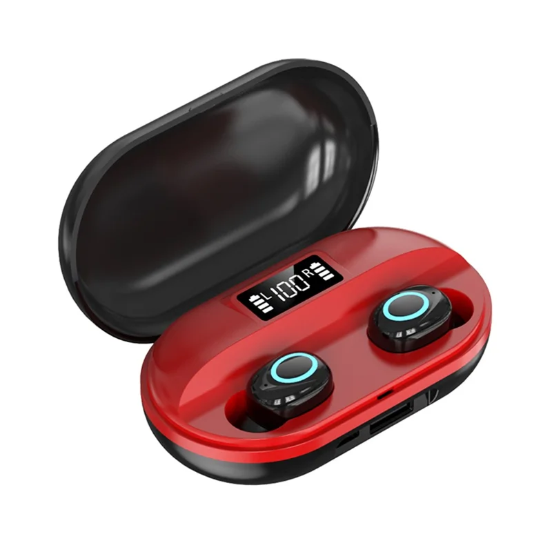 A41 TWS Bluetooth-compatible 5.0 Stereo Sport Headset Digital Display Wireless Earphones Mini Earbuds - Red