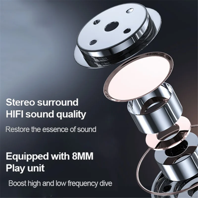 A41 TWS Bluetooth-compatible 5.0 Stereo Sport Headset Digital Display Wireless Earphones Mini Earbuds - Red