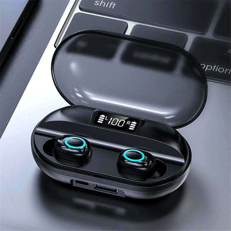 A41 TWS Bluetooth-compatible 5.0 Stereo Sport Headset Digital Display Wireless Earphones Mini Earbuds - Red