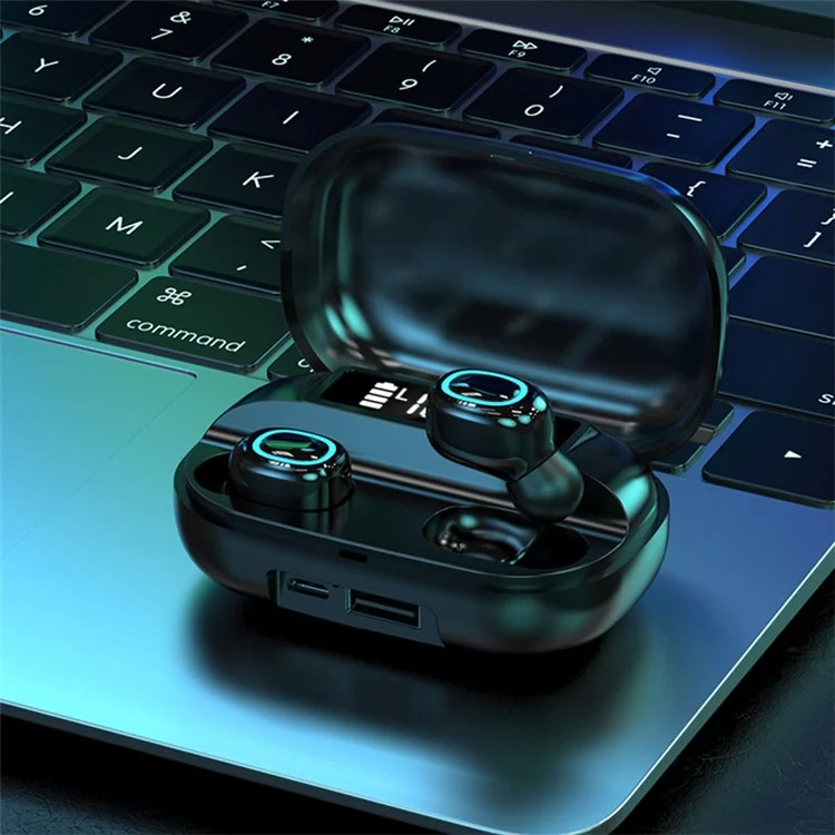 A42 TWS Bluetooth-compatible 5.0 Wireless Earphones Touch Control Earbuds with LED Display - Black