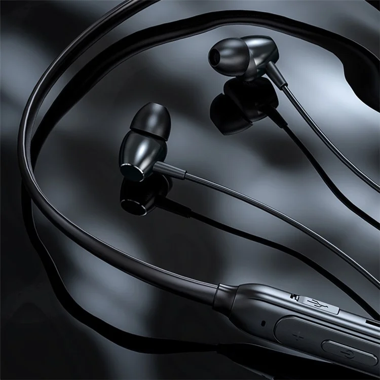 M61 Bluetooth 5.1 Halsohrhörer Stereo Wireless Magnetic Saugsport-Headset-Ohrhörer - Schwarz