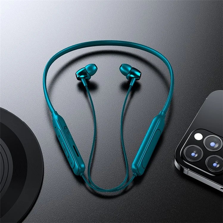 M61 Bluetooth 5.1 Neck-mounted Earphone Stereo Wireless Magnetic Suction Sports Headset Earbuds - Navy Blue