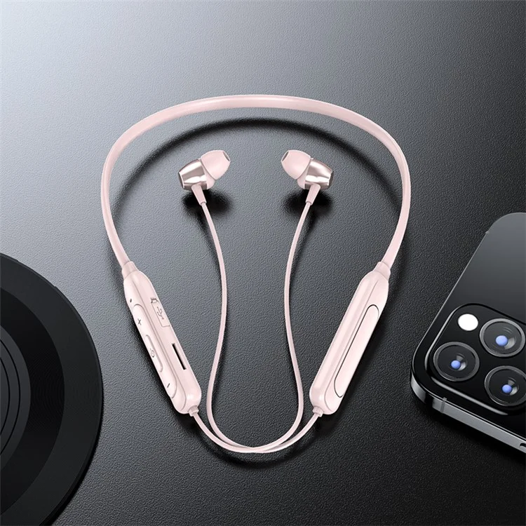 M61 Bluetooth 5.1 Neck-mounted Earphone Stereo Wireless Magnetic Suction Sports Headset Earbuds - Pink