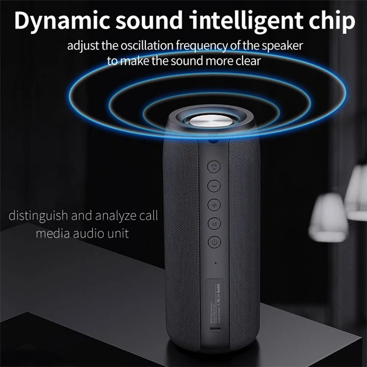 ZEALOT S51 Portable 10W TWS Wireless Speaker Outdoor Bluetooth-compatible IPX5 Waterproof FM Stereo Music Subwoofer - Black