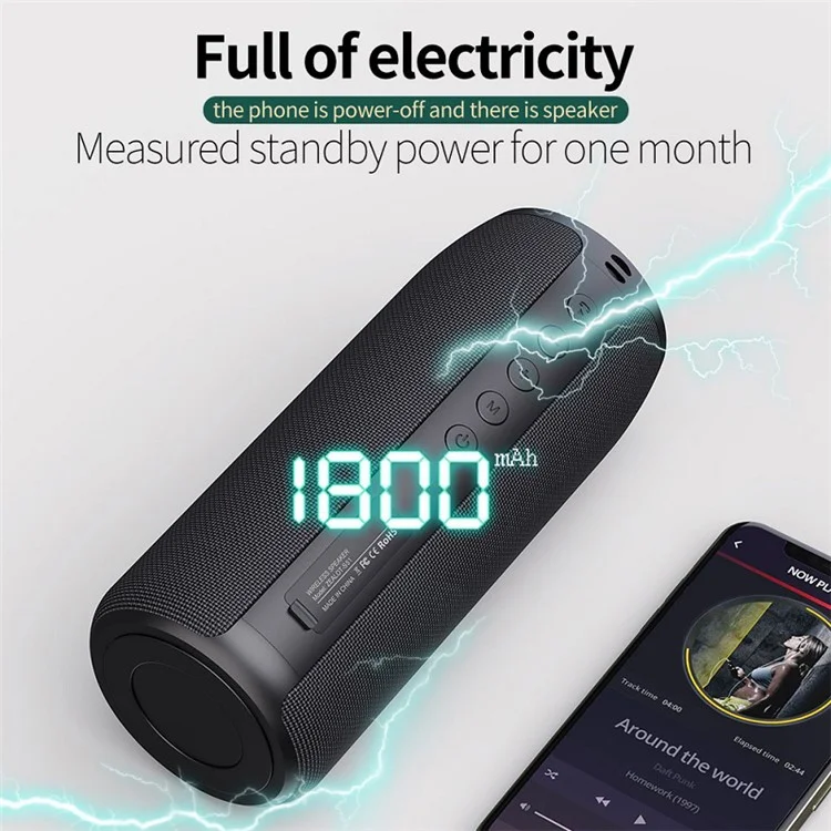 ZEALOT S51 Portable 10W TWS Wireless Speaker Outdoor Bluetooth-compatible IPX5 Waterproof FM Stereo Music Subwoofer - Black