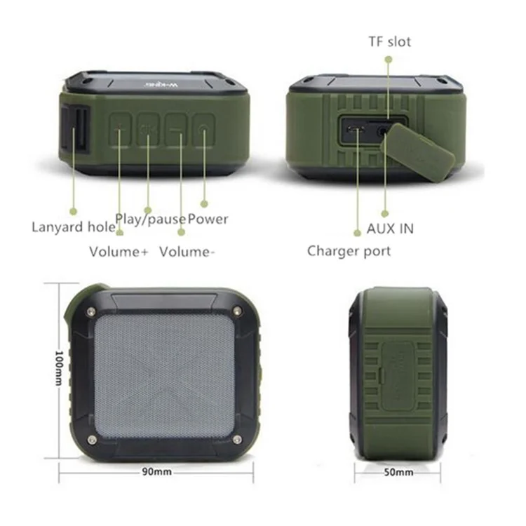 W-KING S7 Tragbare Bluetooth 5.0 Lautsprecher Outdoor-Radfahren Wasserdichte FM TF-Kartenmusik-Subwoofer - Grün