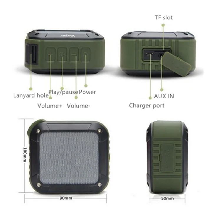 W-King S7 Portátil Bluetooth 5.0 Orador Ao Ar Livre Ciclismo Impermeável FM TF Cartão Subwoofer - Verde