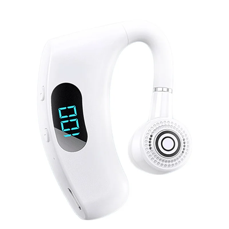 V12 Business Einohr-Smart-Digitalanzeige-Ohrhörer Wireless Bluetooth-kompatibler Headset Auto-Freisprecheinrichtung Ohrhörer - Weiß