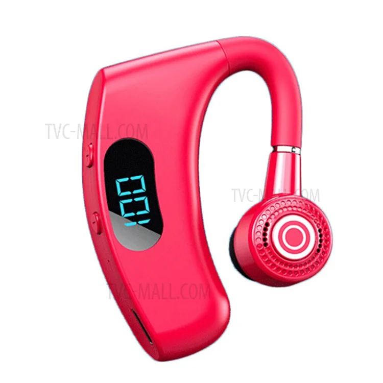 V12 Business Single Ear Smart Digital Display Earhook Wireless Bluetooth Headset Car Hands-free Earphone - Rot