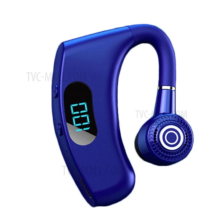 V12 Business Single Ear Smart Digital Display Earhook Wireless Bluetooth Headset Car Hands-free Earphone - Blue