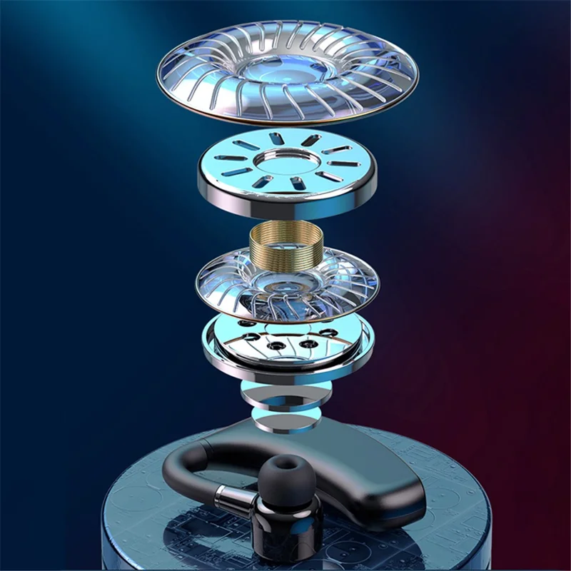 V12 Business Single Ear Digital Display Wireless Earhook Bluetooth-compatible Headset Hands-free Call Earphone with Charging Case - Red