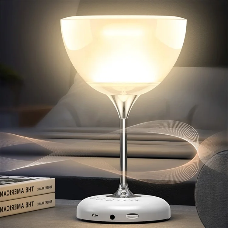 JY-35 Creative Wine Glass Shape Rechargeable TWS  Bluetooth-compatible 5.0 Stereo Speaker FM TF Music Player with Colorful Night Light - White