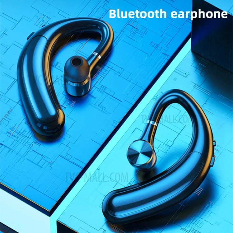 F18 180 Degrees Rotating Business Single Ear Wireless Bluetooth Earhook Headset Waterproof Music Calling Earphone - Dark Blue