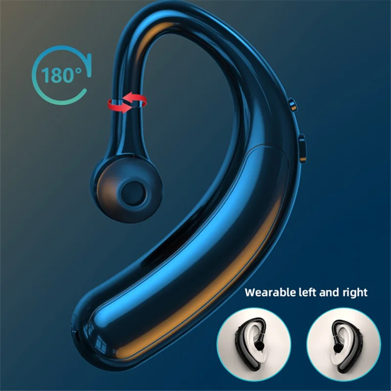 F18 180 Degrees Rotating Business Single Ear Wireless Bluetooth-compatible Earhook Headset Waterproof Music Calling Earphone - Black