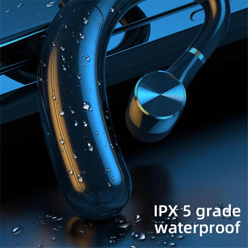 F18 180 Degrees Rotating Business Single Ear Wireless Bluetooth-compatible Earhook Headset Waterproof Music Calling Earphone - Black