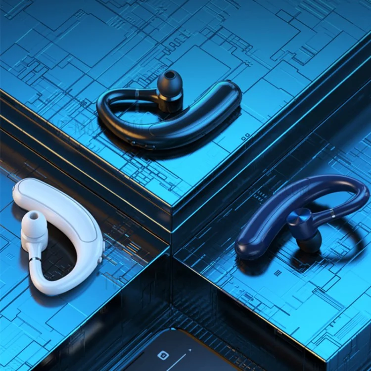 F18 180 Degrees Rotating Business Single Ear Wireless Bluetooth-compatible Earhook Headset Waterproof Music Calling Earphone - White