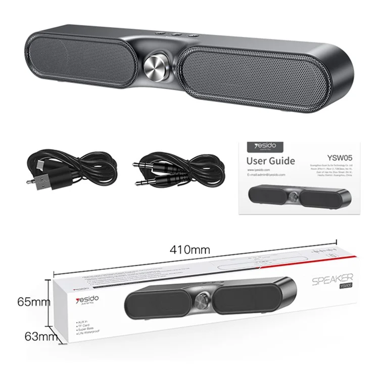 YESIDO YSW05 Rechargeable Stereo Bass Bluetooth-compatible 5.0 Speaker Music Player Subwoofer Support TF U-Disk