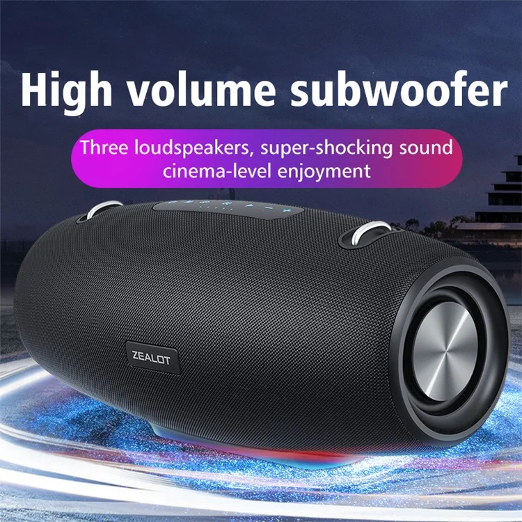 ZEALOT S67 Portable 60W Wireless Bluetooth-compatible Speaker Outdoor HiFi Stereo Music Subwoofer with Shoulder Strap