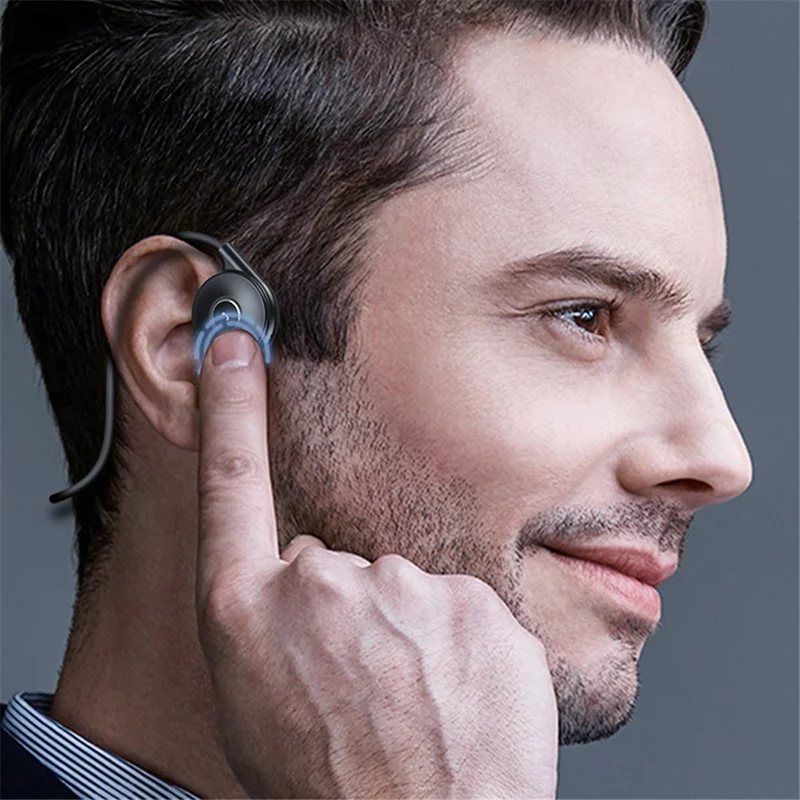 M-1 Bone Conduction Touch Wireless Bluetooth-compatible Earphone Driving Running Sport Dual Microphone Stereo Headset - Red