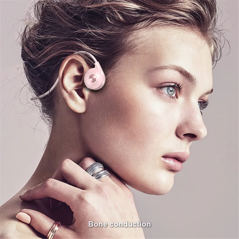 M-1 Bone Conduction Touch Wireless Bluetooth-compatible Earphone Driving Running Sport Dual Microphone Stereo Headset - Red