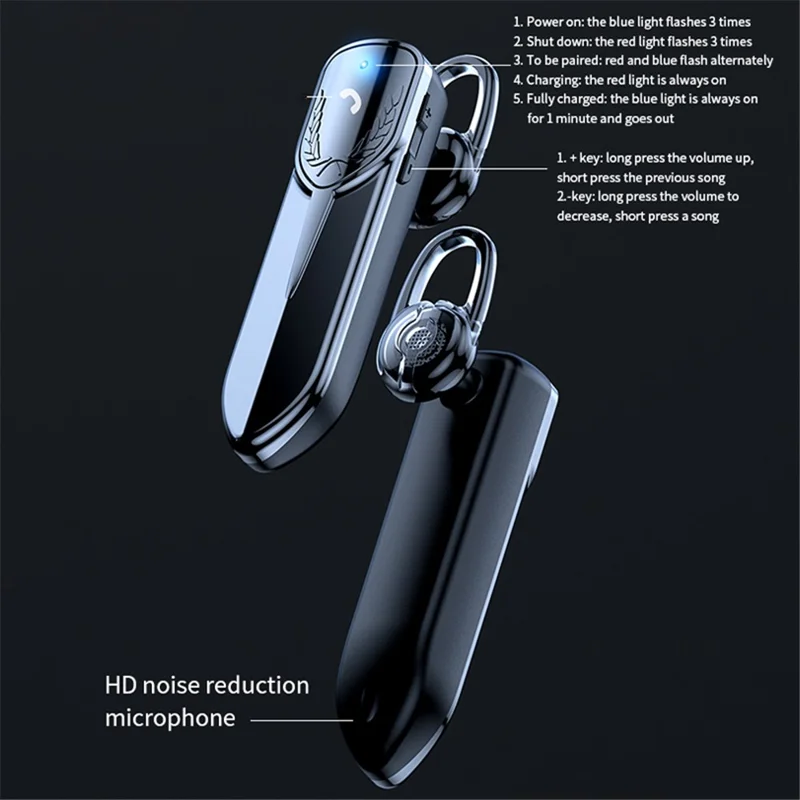 M81 Business Single Ear Wireless Bluetooth-compatible 5.2 Headset Hands-free Call Music Stereo Earphone - Silver